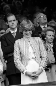 Lady Diana Spencer in the Royal Box on Centre Court at the Wimbledon Tennis Championships