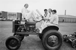 Tractor Prints: The Lancashire cricket team at a press day at Old Trafford Manchester