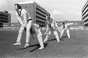 00816 Prints: Lancashires new captain, David Lloyd leaps pace bowlers Peter Lever