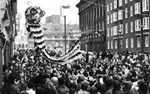 A large crowd watches traditional celebrations for the Chinese New Year, Liverpool