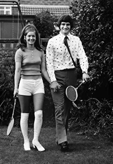 Larry Lloyd Liverpool central defender and wife Sue Lloyd pose for pictures in the garden