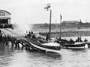 Launch and christening ceremony of the new motor lifeboat J W Archer