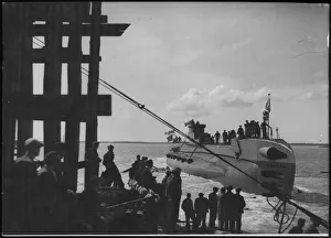 The launch of HMS Teredo by Mrs Jamieson at Barrow in Furness watched going down