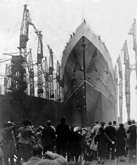 The launch of the Mauretania from the Wallsend Yard of Swan Hunter by the Dowager Duchess