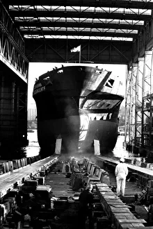 The launch of the merchant ship Johanna Oldendorff at the Southwick slipway of North-East