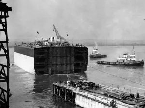 Launching Prints: Launching of the midship section of a tanker weighing around 2000 tons