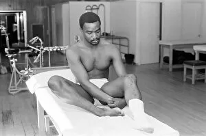 Images Dated 16th October 2012: Laurie Cunningham pictured on medical table the Bernabeu Stadium