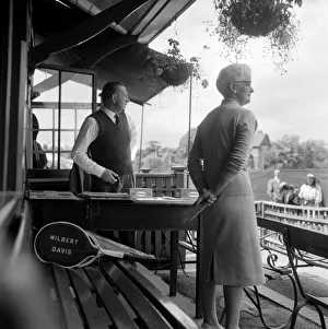 00039 Prints: Lawn Tennis at Beckenham. Members watch a game of tennis at the club June 1960