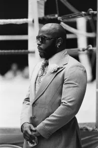 Lawrence Tureaud aka MR T watches over Leon Spinks as he trains for his second fight with