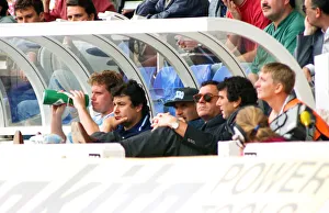 Lazio footballer Paul Gascoigne on the bench along with his manager Dino Zoff