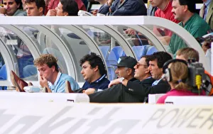 00302 Prints: Lazio footballer Paul Gascoigne on the bench along with his manager Dino Zoff (right