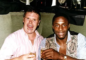 00302 Prints: Lazio footballer Paul Gascoigne football photographed at a nightclubwith John Fashanu as