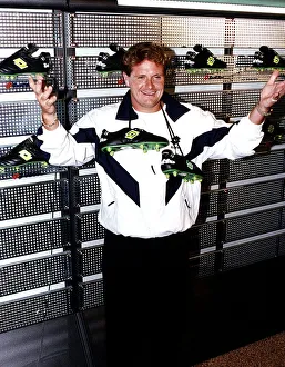 One Person Only Prints: Lazio footballer Paul Gascoigne holding football boots around his neck