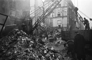 01483 Prints: LCC and Civil Defence workers seen here clearing up following a V2 explosion at the Red