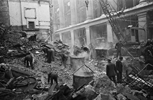 01483 Prints: LCC and Civil Defence workers seen here clearing up following a V2 explosion at the Red