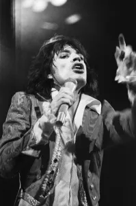 Lead singer Mick Jagger of The Rolling Stones seen here on stage at Earls Court