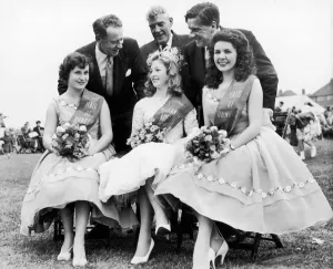 Leader of the Labour Party Hugh Gaitskell congratulates sixteen year old Gilliaan Riley