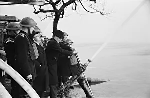 Fire Fighters Prints: Leader of the Labour Party and Lord Privy Seal Clement Attlee during a demonstration by