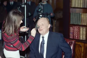 Leader of the Labour Party Neil Kinnock is interviewed by David Dimbleby ahead of