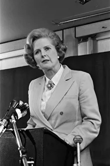 Leader of the Opposition, Mrs Margaret Thatcher speaking at the Coburg Hotel Bayswater