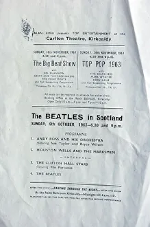 Leaflet showing the order of appearance for the Beatles gig at the Carlton Theatre in