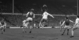 League Cup Final 1968. Arsenal v. Leeds. Arsenal goalkeeper takes the ball out of