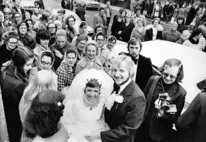 Leah Bell, singer and entertainer, at her wedding to Brian Shaw in Benwell, Newcastle