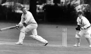 Stratford Prints: Leamington Vs Stratford. Leamingtons Peter Beddoes in action. 16th July 1988