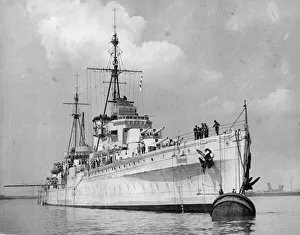 Leander-class light cruiser HMS Ajax which served with the Royal Navy during World War II