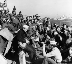 D Day Prints: Lease-end entertainment. These British boys on an American ships going to the British