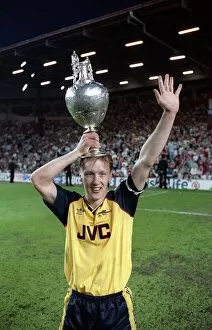 00110 Collection: Lee Dixon of Arsenal May 1989 Celebrating winning the division one championship