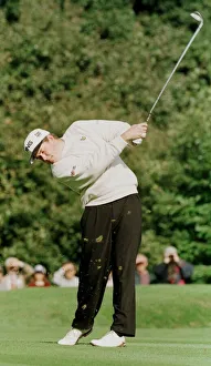 Lee Westwood golfer October 1998 swings his club at Wentworth golf course