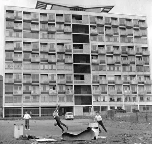 Leeds on the attack or is it Liverpool? Coventry youngsters beneath a 10-storey Yardley