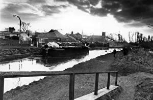 Barge Prints: The Leeds Liverpool Canal, photograph taken from the Red Lion bridge in Maghull