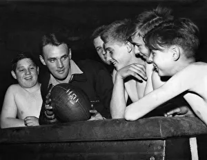 Physical Education Prints: Leeds Rugby League player Gerry Hemingway whos day job is being a gym-master at a local