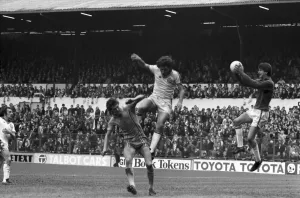 Leeds United 3 v. Coventry 0. Division 1 Football. April 1981 MF02-11-049