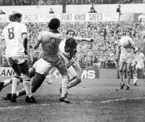 Leeds United 3 v. Newcastle 1. Frank Worthington scores Leeds