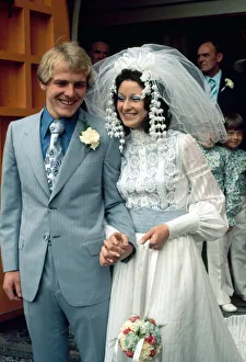 Leeds United footballer Terry Yorath pictured with his new bride Christine Kay shortly