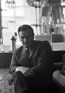 Leeds United manager Don Revie at Elland Road with telegrams congratulating him