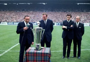 Leeds United manager Don Revie receives the Manager of the Year Awardbefore the Charity