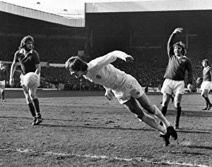Leeds United V Everton. Leeds United forward Alan Clarke makes a flying diving header