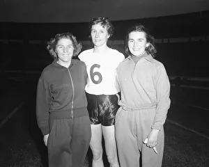 Left to right Betty Loakes, Diane Leather and Nora Smalley after 880 yard Womens Relay