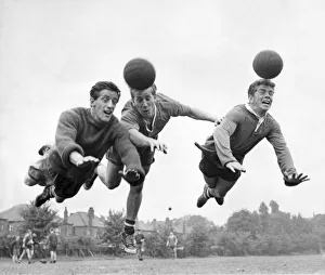 Mid Air Prints: left to right - Dennis Viollet, Bobby Charlton and Johnny Giles