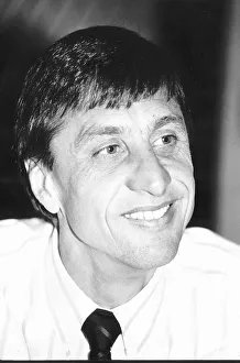Legendary Dutch footballer Johan Cruyff at press conference on his announcement that he