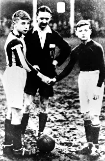 Legendary English footballer Stanley Matthews as a young boy (left) Circa 1928
