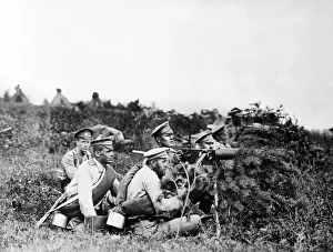 Former Ussr Prints: Lemberg September 1914 Russian machine gunners take up position before the Battle