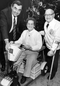 Disability Prints: Len and Peggy Tasker seen here with Keith Robson chief executive of Mercia Health