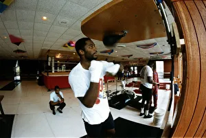 00130 Prints: Lennox Lewis Boxing Heavyweight boxer training in the gym punching punch ball