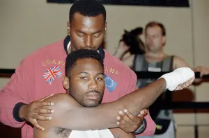 01106 Prints: Lennox Lewis training ahead of his world title bout with Tony Tucker. Circa May1993