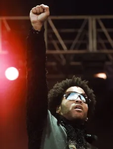 Lenny Kravitz performing on stage June 1999 at the Glastonbury music Festival